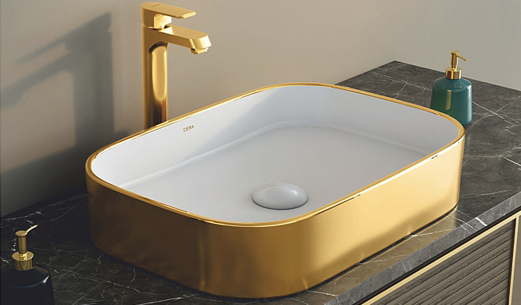 Cera: Catmid Thin Rim Washbasin - French Gold