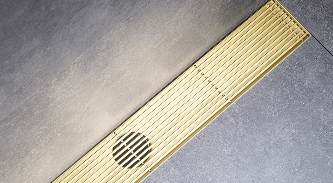Auga - Shower Channel: Niger LNG 24. Brushed Gold Finish